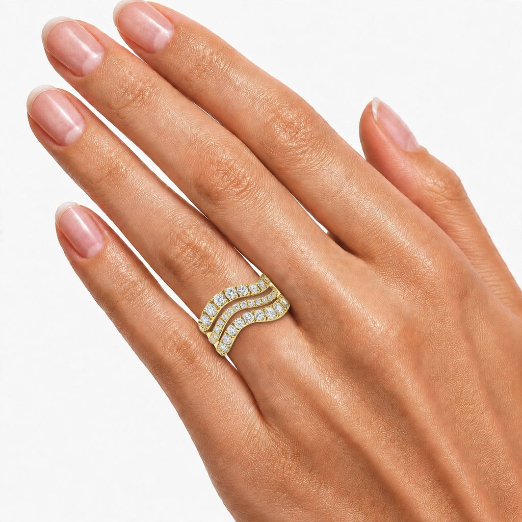 Diamonair Lab Grown Diamond (F/VS+) 3.00 carat Round cut Sterling Silver Statement Ring - Sterling Silver | Gold over Silver