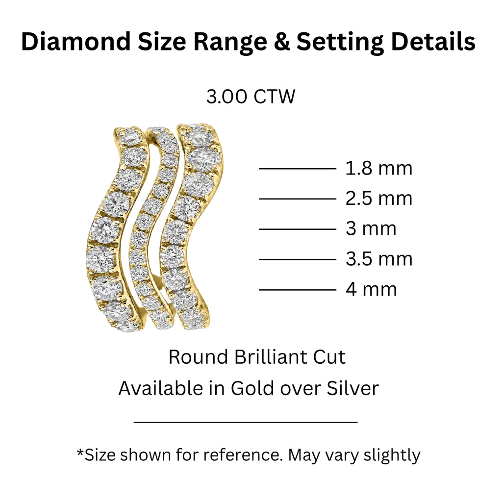 Diamonair Lab Grown Diamond (F/VS+) 3.00 carat Round cut Sterling Silver Statement Ring - Sterling Silver | Gold over Silver