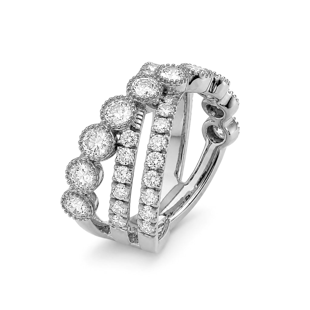 Diamonair Lab Grown Diamond (F/VS+) 2.00 carat Round cut Sterling Silver Statement Ring - Sterling Silver | Gold over Silver