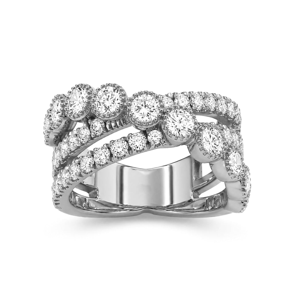 Diamonair Lab Grown Diamond (F/VS+) 2.00 carat Round cut Sterling Silver Statement Ring - Sterling Silver | Gold over Silver
