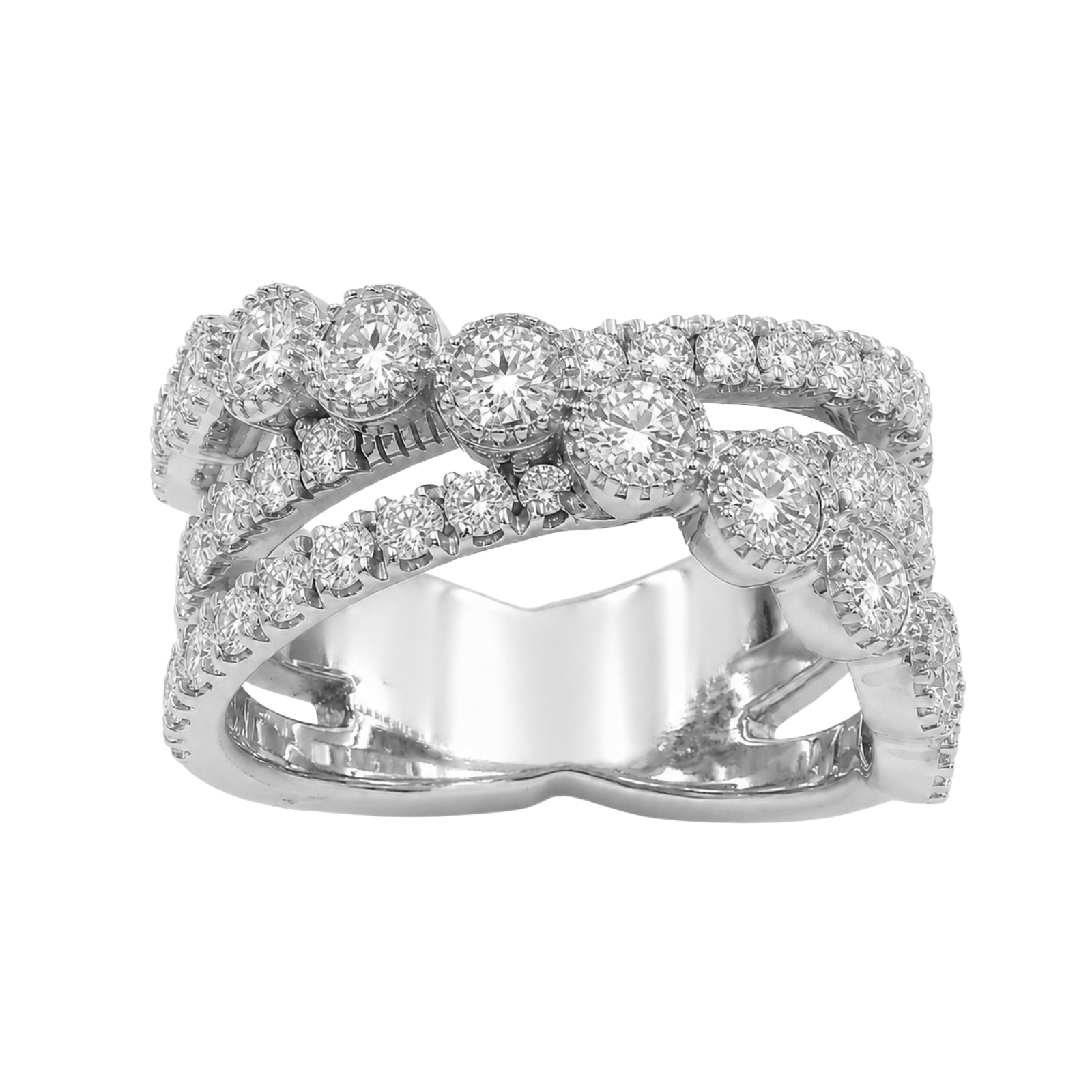 Diamonair Lab Grown Diamond (F/VS+) 2.00 carat Round cut Sterling Silver Statement Ring - Sterling Silver | Gold over Silver