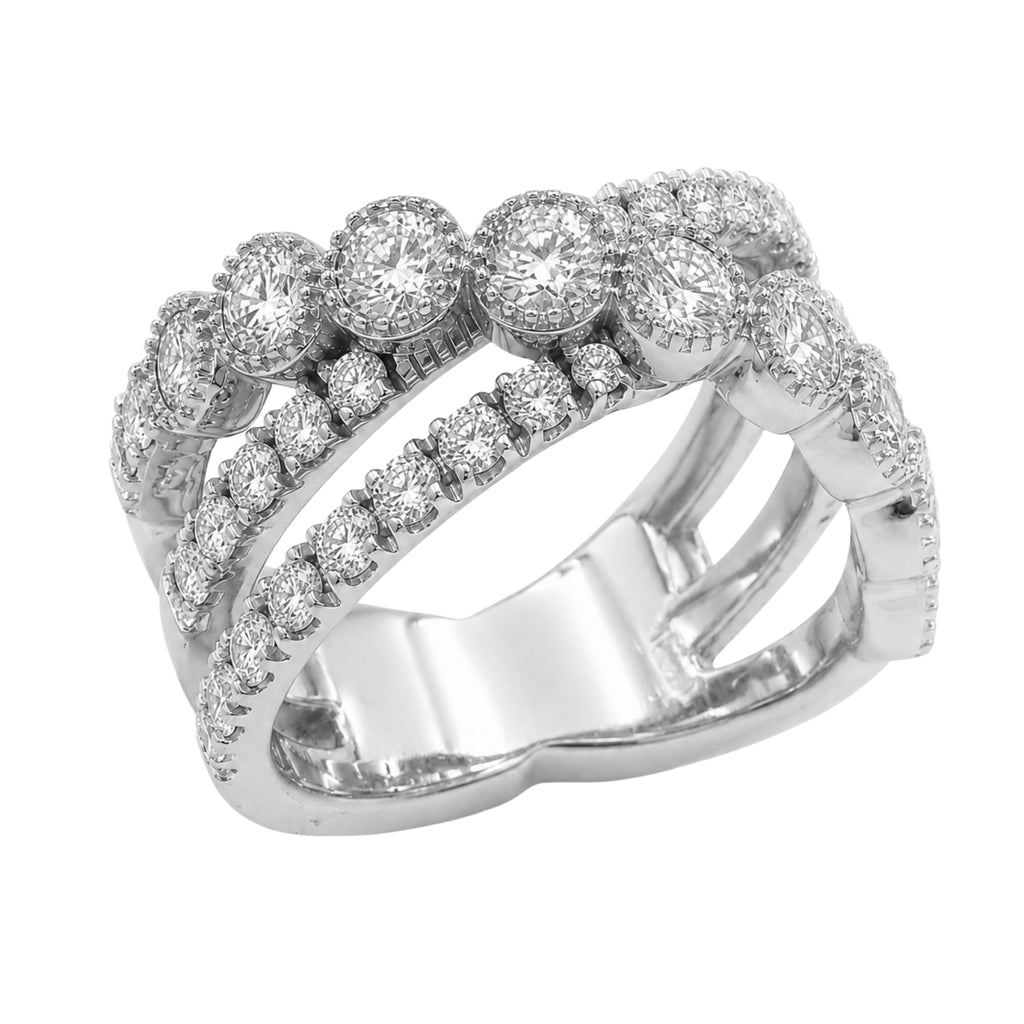 Diamonair Lab Grown Diamond (F/VS+) 2.00 carat Round cut Sterling Silver Statement Ring - Sterling Silver | Gold over Silver