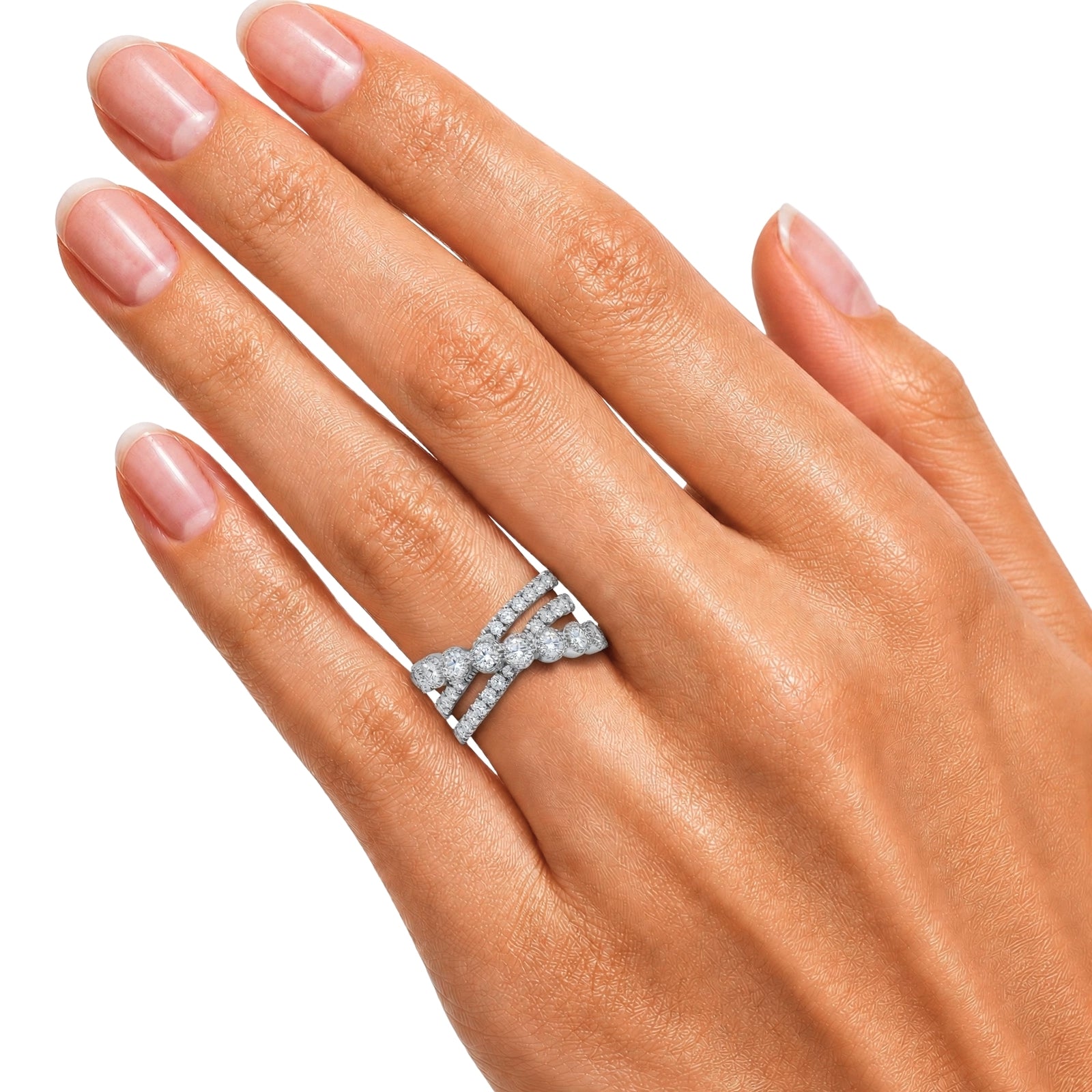 Diamonair Lab Grown Diamond (F/VS+) 2.00 carat Round cut Sterling Silver Statement Ring - Sterling Silver | Gold over Silver