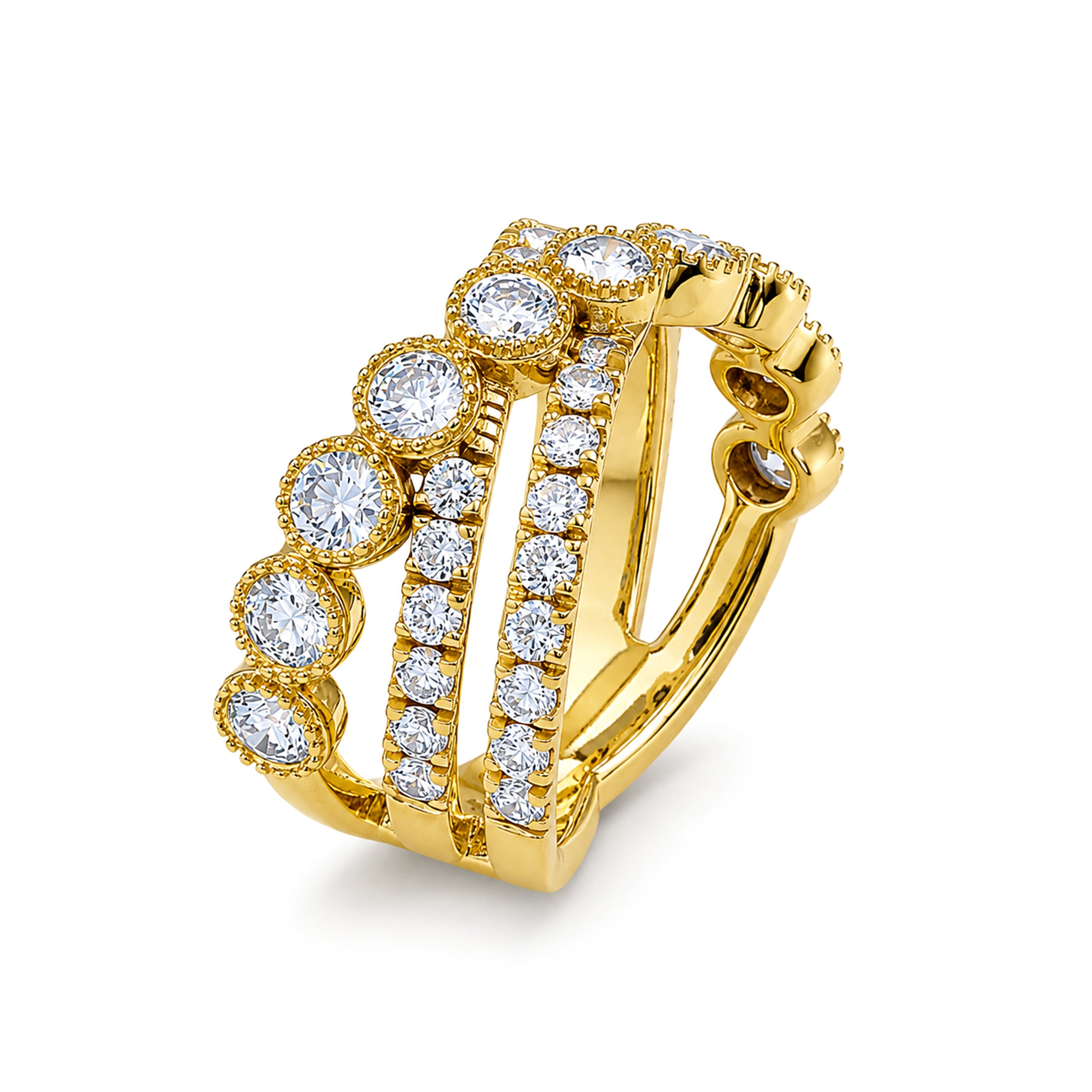 Diamonair Lab Grown Diamond (F/VS+) 2.00 carat Round cut Sterling Silver Statement Ring - Sterling Silver | Gold over Silver