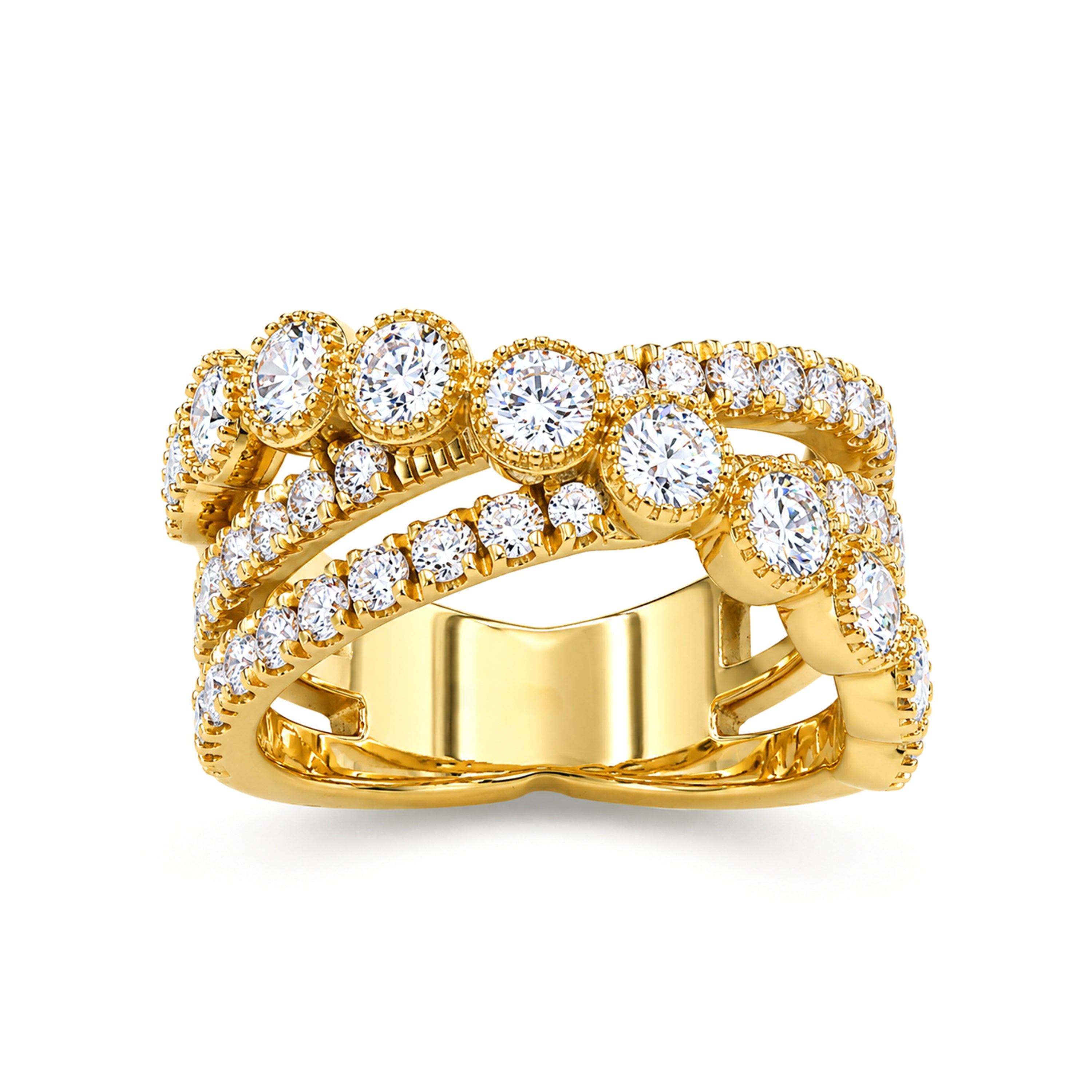 Diamonair Lab Grown Diamond (F/VS+) 2.00 carat Round cut Sterling Silver Statement Ring - Sterling Silver | Gold over Silver