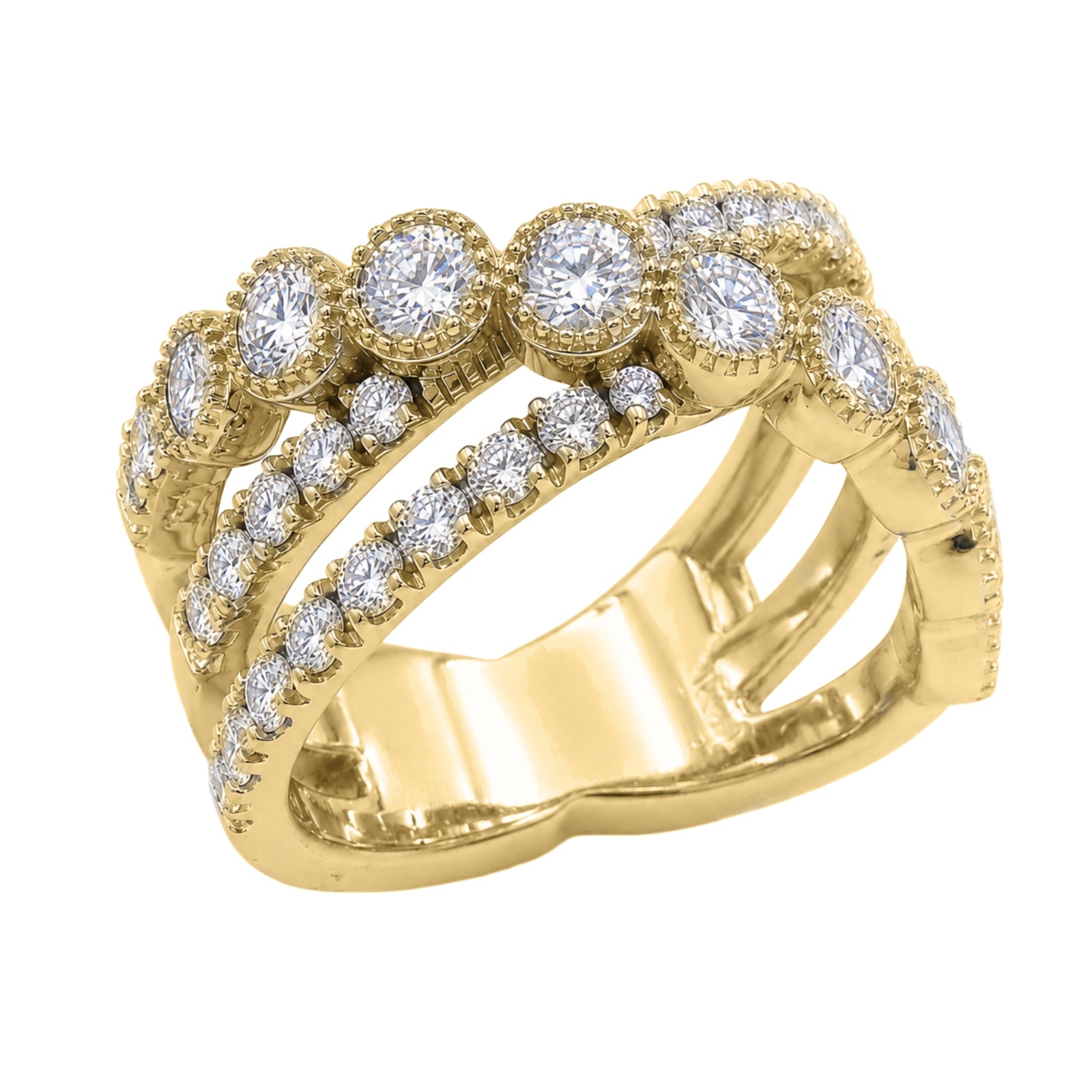 Diamonair Lab Grown Diamond (F/VS+) 2.00 carat Round cut Sterling Silver Statement Ring - Sterling Silver | Gold over Silver