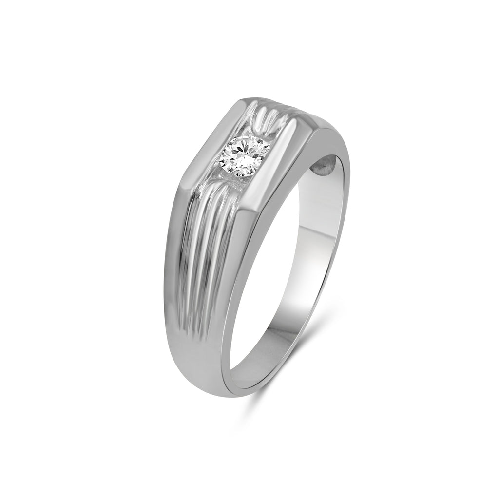 Diamonair Lab Grown Diamond (F/VS+) 1.00 carat Round cut Sterling Silver Men's Ring - Sterling Silver | Gold over Silver