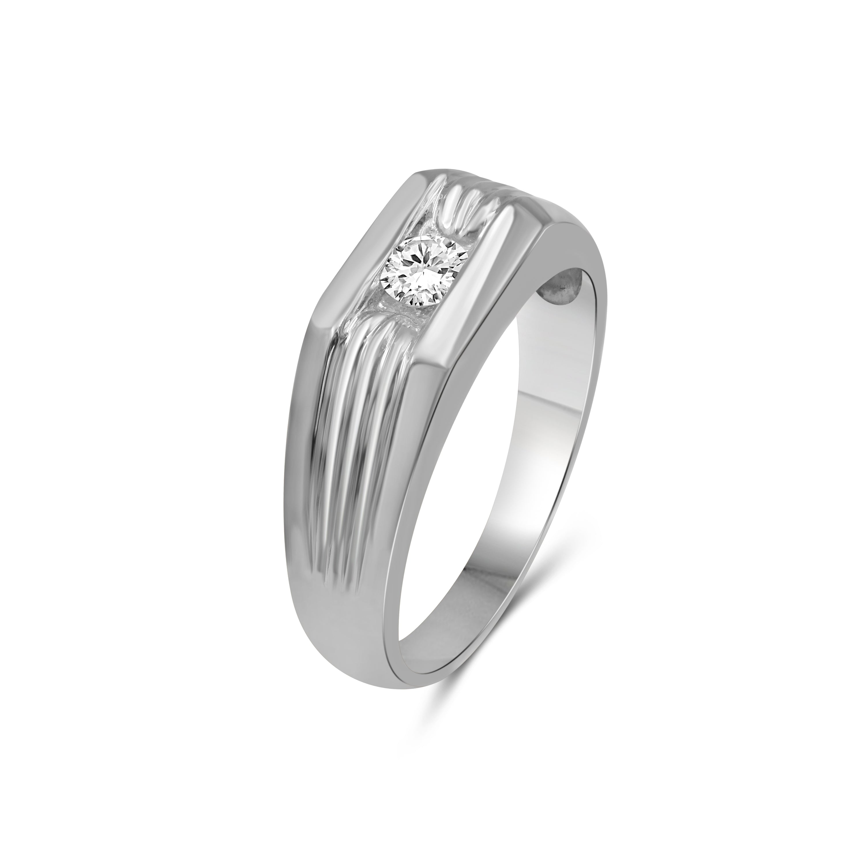 Diamonair Lab Grown Diamond (F/VS+) 1.00 carat Round cut Sterling Silver Men's Ring - Sterling Silver | Gold over Silver