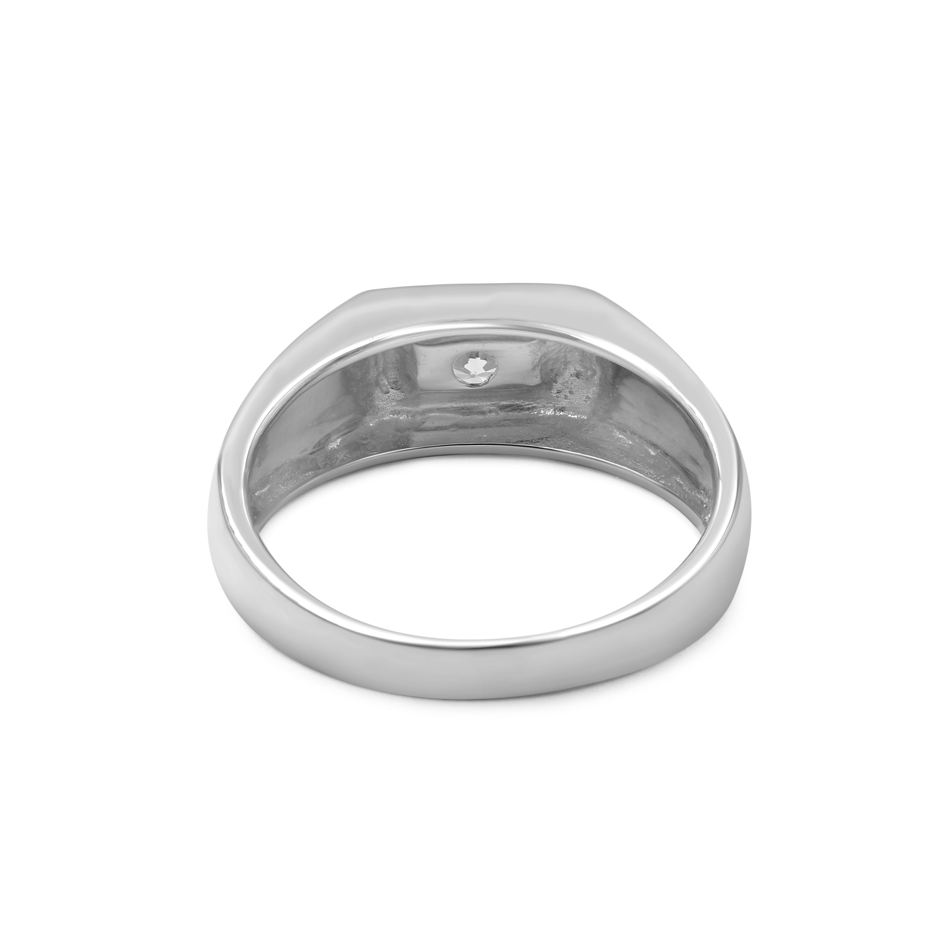 Diamonair Lab Grown Diamond (F/VS+) 1.00 carat Round cut Sterling Silver Men's Ring - Sterling Silver | Gold over Silver