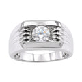Diamonair Lab Grown Diamond (F/VS+) 1.00 carat Round cut Sterling Silver Men's Ring - Sterling Silver | Gold over Silver
