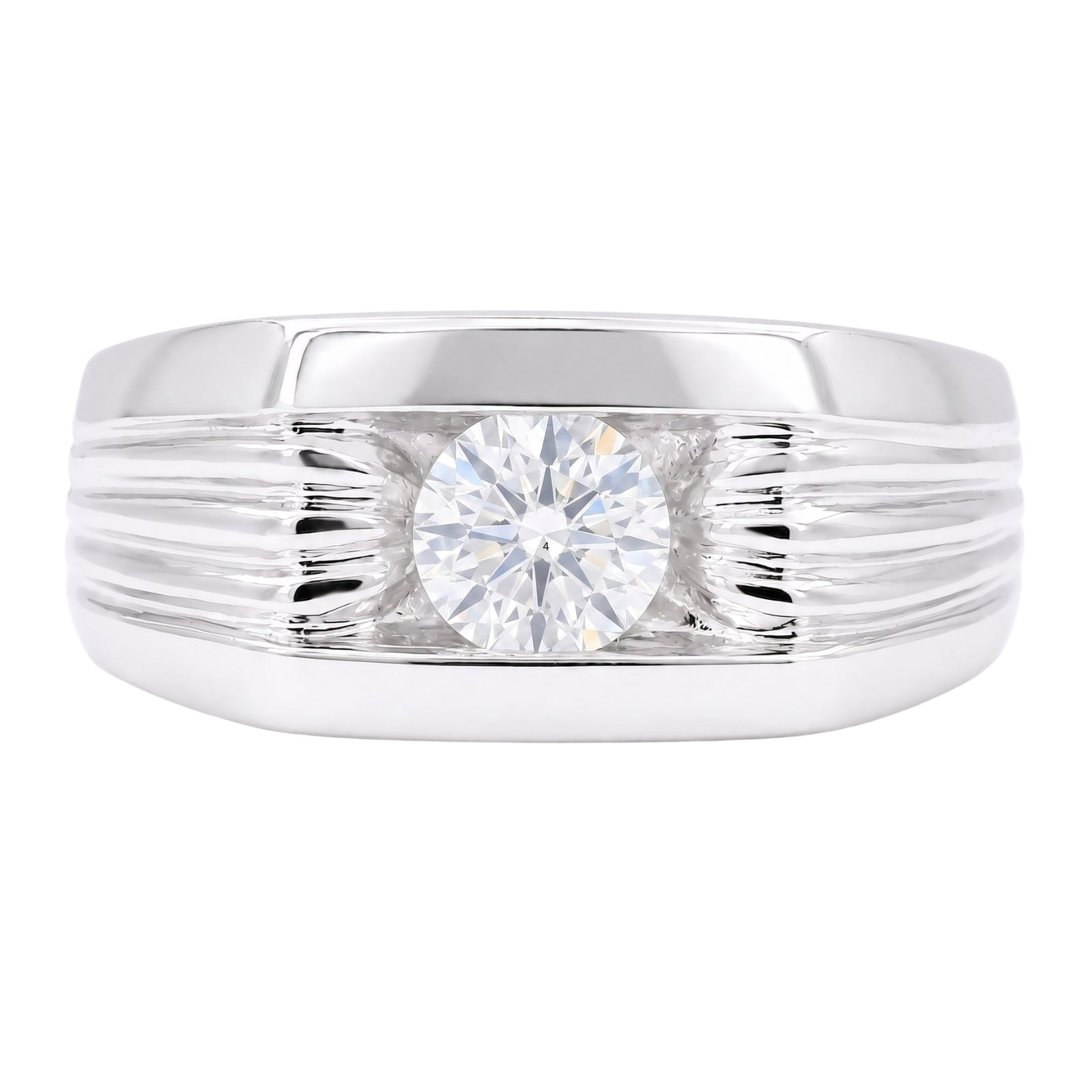 Diamonair Lab Grown Diamond (F/VS+) 1.00 carat Round cut Sterling Silver Men's Ring - Sterling Silver | Gold over Silver