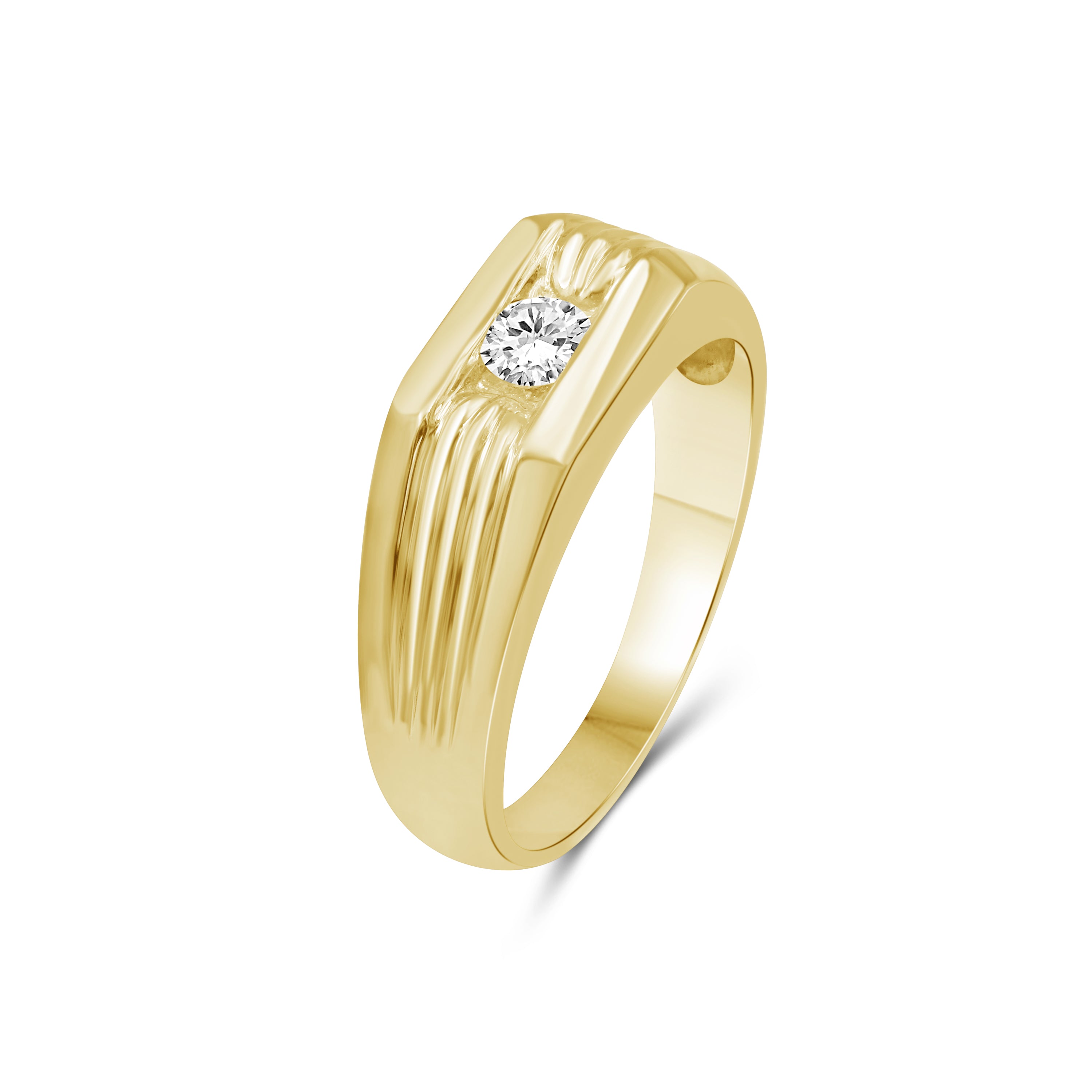Diamonair Lab Grown Diamond (F/VS+) 1.00 carat Round cut Sterling Silver Men's Ring - Sterling Silver | Gold over Silver