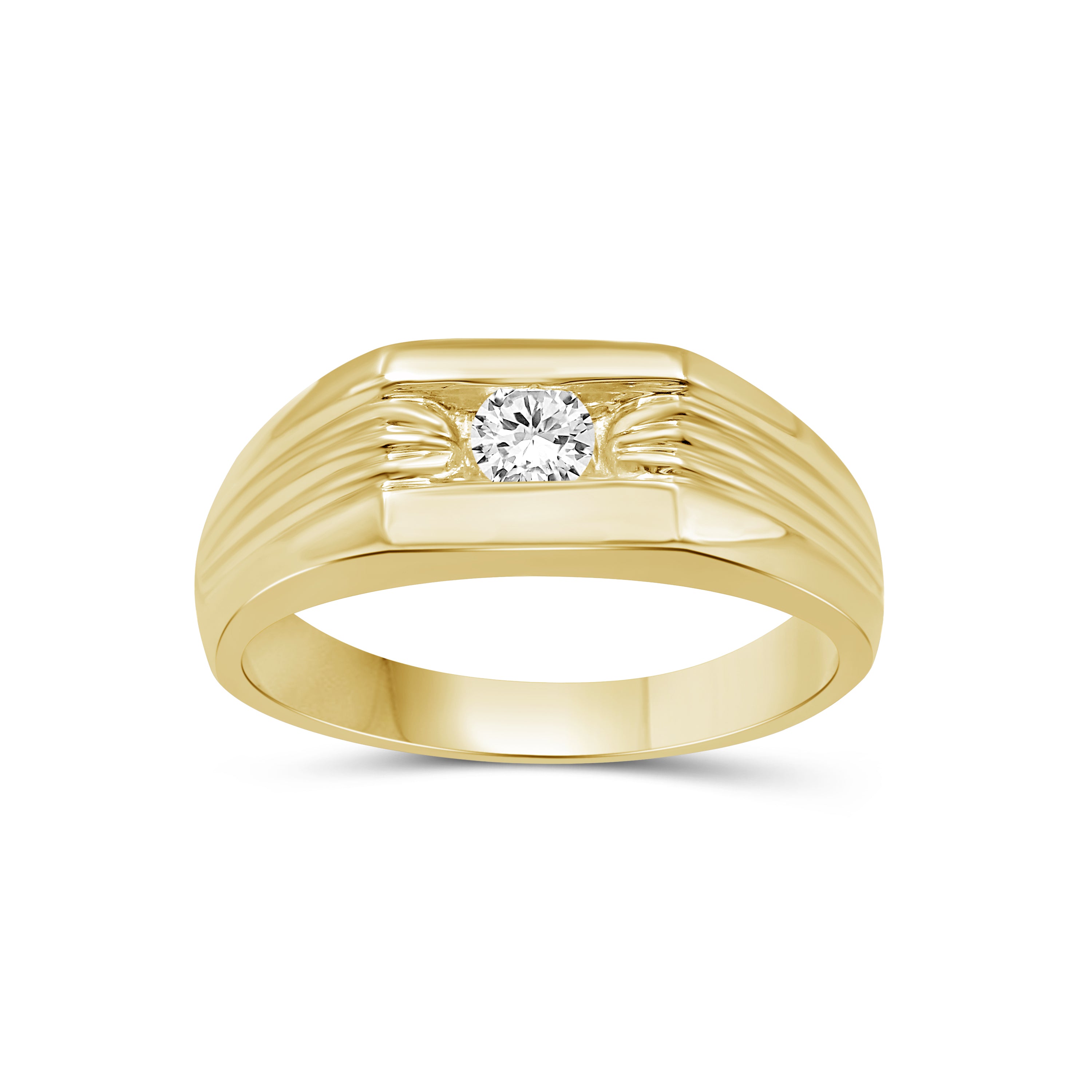 Diamonair Lab Grown Diamond (F/VS+) 1.00 carat Round cut Sterling Silver Men's Ring - Sterling Silver | Gold over Silver