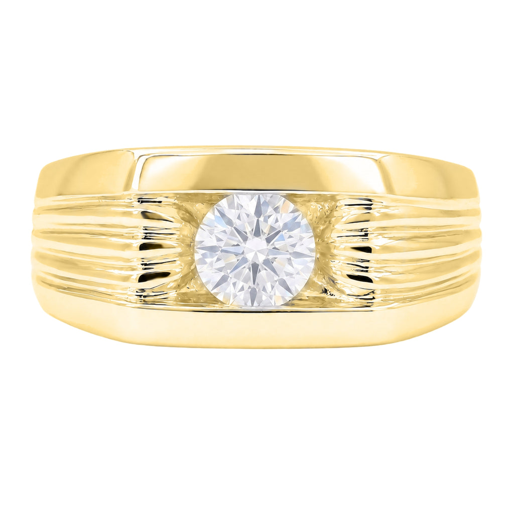 Diamonair Lab Grown Diamond (F/VS+) 1.00 carat Round cut Sterling Silver Men's Ring - Sterling Silver | Gold over Silver