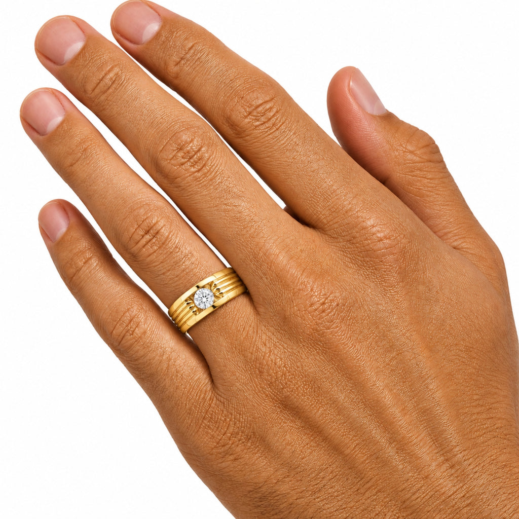 Diamonair Lab Grown Diamond (F/VS+) 1.00 carat Round cut Sterling Silver Men's Ring - Sterling Silver | Gold over Silver
