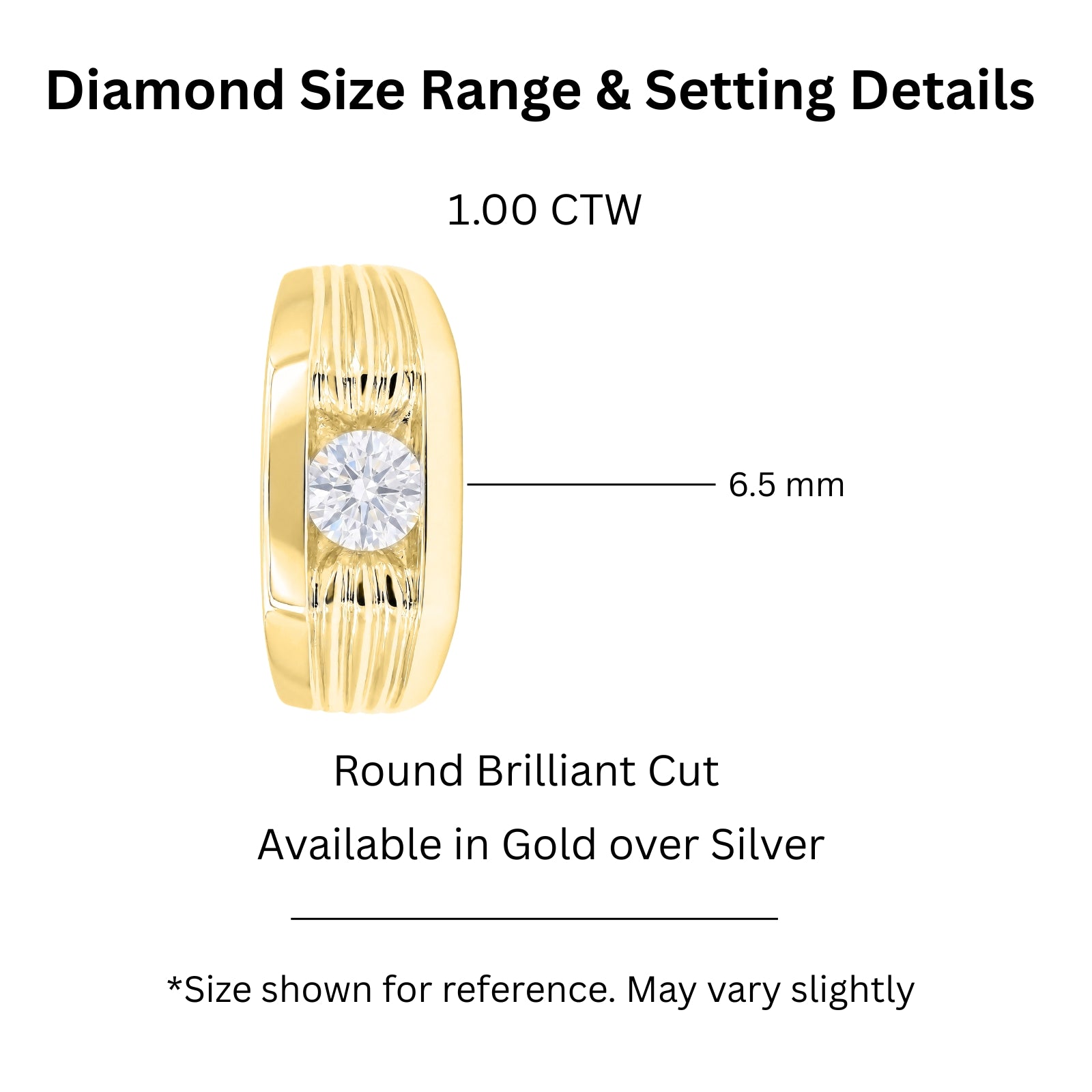 Diamonair Lab Grown Diamond (F/VS+) 1.00 carat Round cut Sterling Silver Men's Ring - Sterling Silver | Gold over Silver