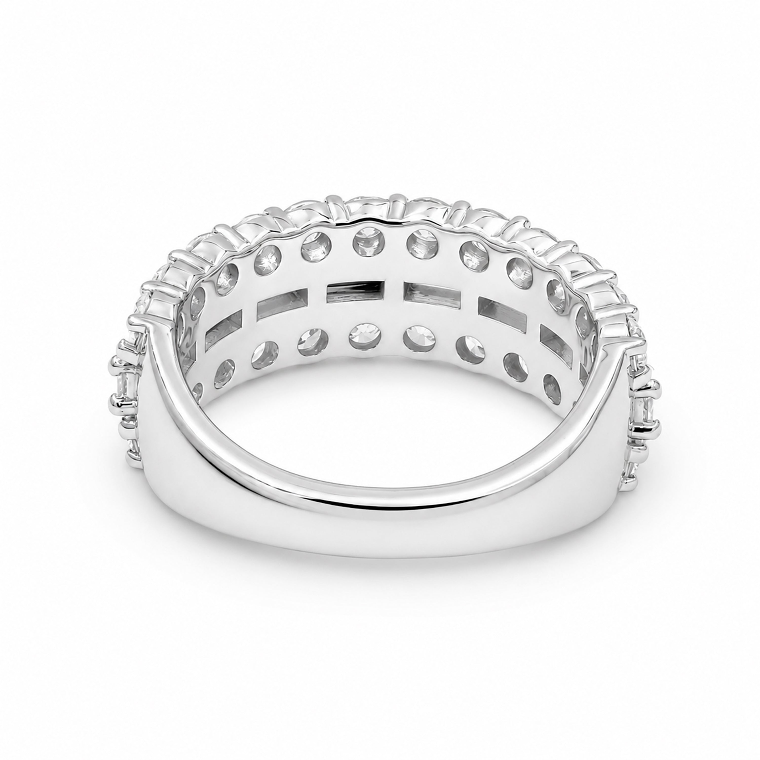 Diamonair Lab Grown Diamond (F/VS+) 4.00 carat Round cut Sterling Silver Band Ring - Sterling Silver | Gold over Silver