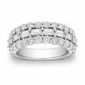 Diamonair Lab Grown Diamond (F/VS+) 4.00 carat Round cut Sterling Silver Band Ring - Sterling Silver | Gold over Silver