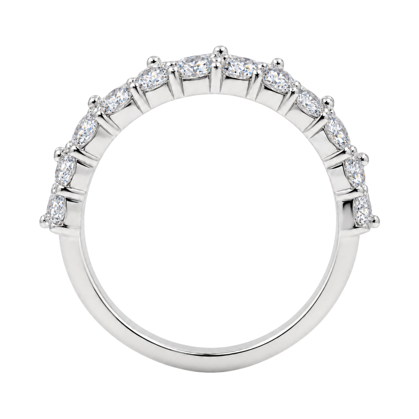 Diamonair Lab Grown Diamond (F/VS+) 4.10 carat Round cut Sterling Silver Band Ring - Sterling Silver | Gold over Silver