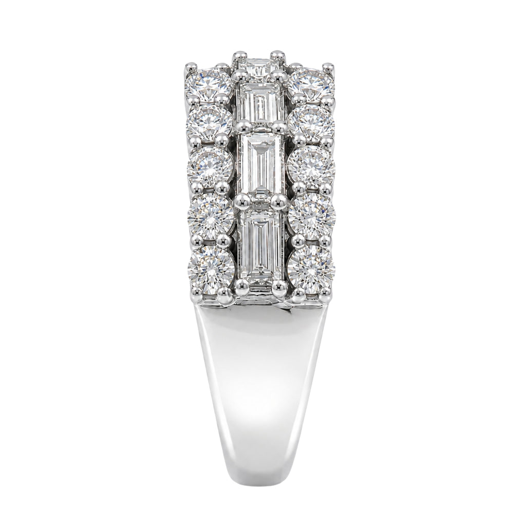 Diamonair Lab Grown Diamond (F/VS+) 4.10 carat Round cut Sterling Silver Band Ring - Sterling Silver | Gold over Silver