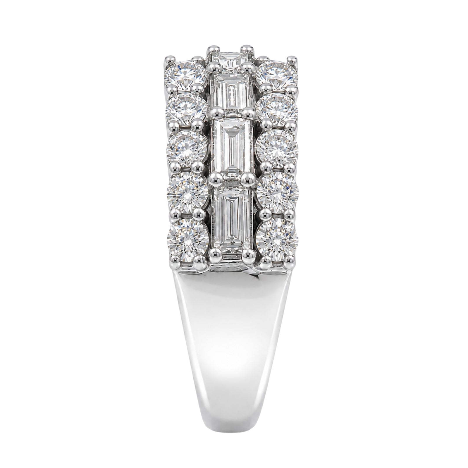 Diamonair Lab Grown Diamond (F/VS+) 4.10 carat Round cut Sterling Silver Band Ring - Sterling Silver | Gold over Silver