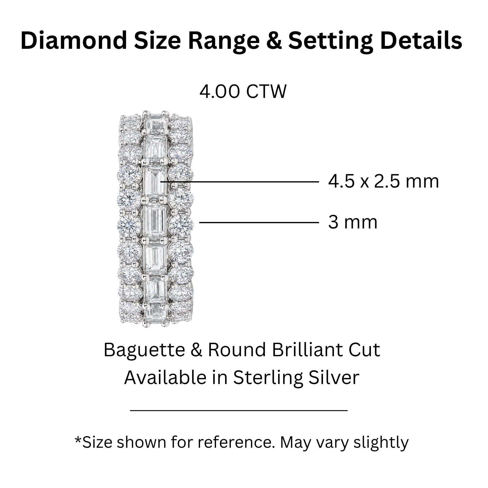 Diamonair Lab Grown Diamond (F/VS+) 4.10 carat Round cut Sterling Silver Band Ring - Sterling Silver | Gold over Silver