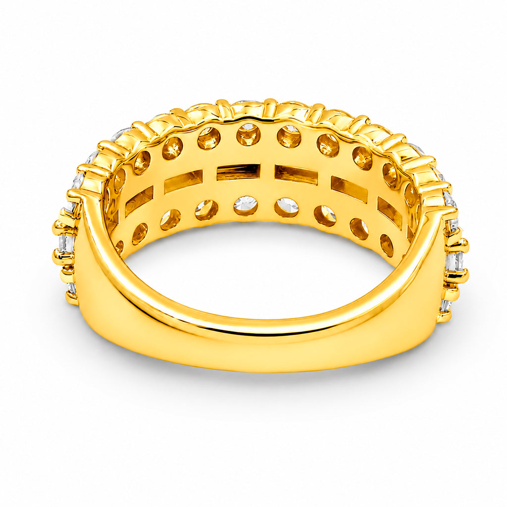 Diamonair Lab Grown Diamond (F/VS+) 4.00 carat Round cut Sterling Silver Band Ring - Sterling Silver | Gold over Silver