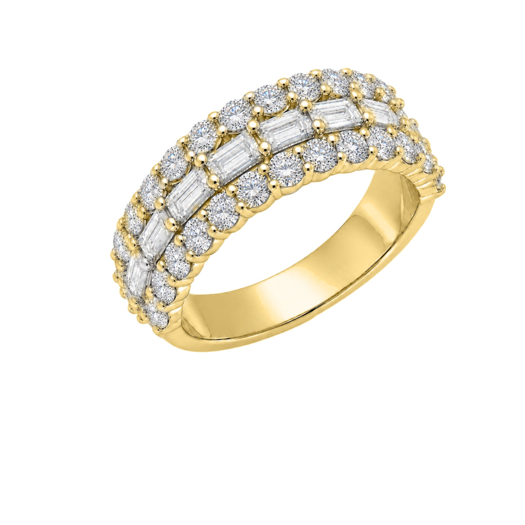 Diamonair Lab Grown Diamond (F/VS+) 4.10 carat Round cut Sterling Silver Band Ring - Sterling Silver | Gold over Silver