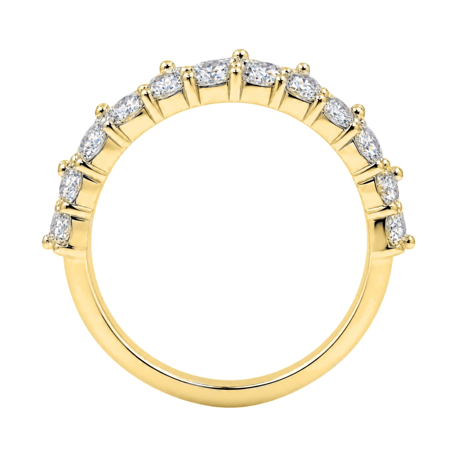 Diamonair Lab Grown Diamond (F/VS+) 4.10 carat Round cut Sterling Silver Band Ring - Sterling Silver | Gold over Silver
