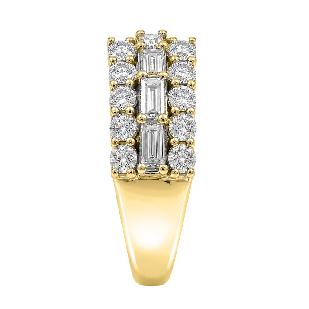 Diamonair Lab Grown Diamond (F/VS+) 4.10 carat Round cut Sterling Silver Band Ring - Sterling Silver | Gold over Silver