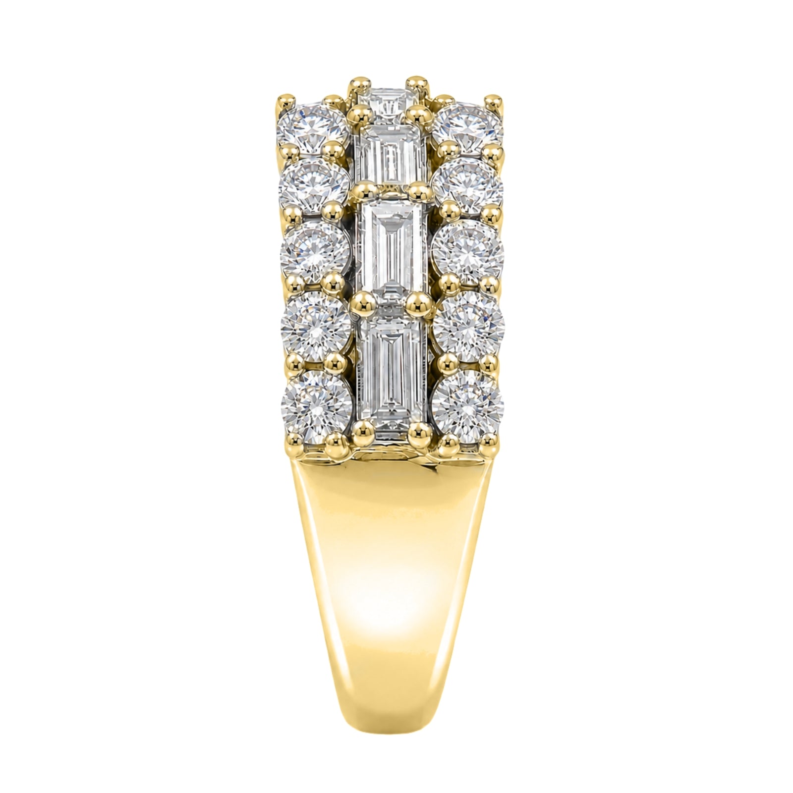 Diamonair Lab Grown Diamond (F/VS+) 4.10 carat Round cut Sterling Silver Band Ring - Sterling Silver | Gold over Silver