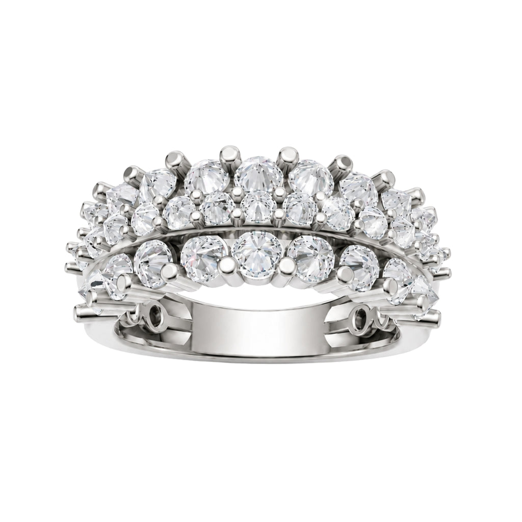 Diamonair Lab Grown Diamond (F/VS+) 2.00 carat Round cut Sterling Silver Band Ring