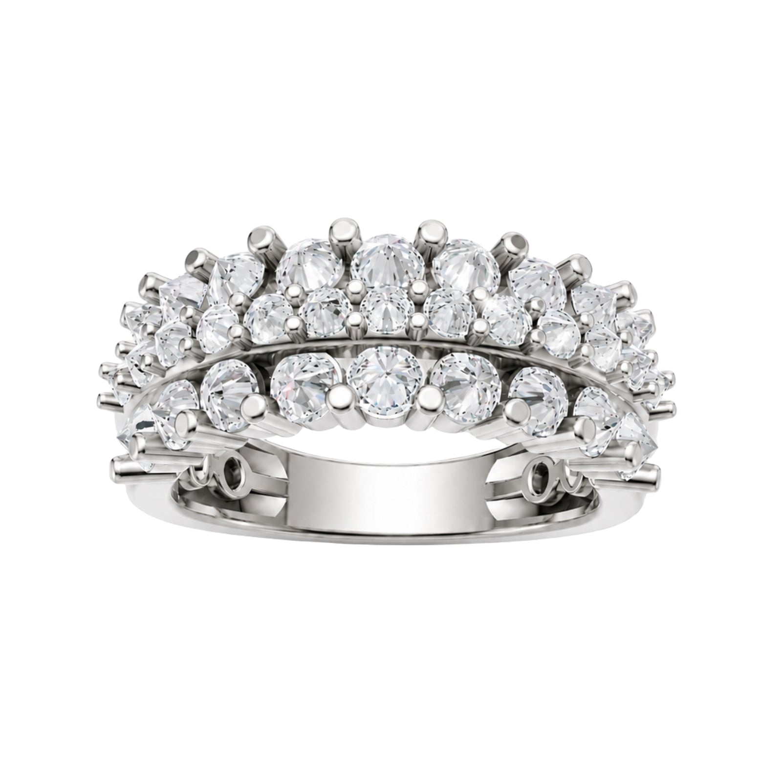 Diamonair Lab Grown Diamond (F/VS+) 2.00 carat Round cut Sterling Silver Band Ring