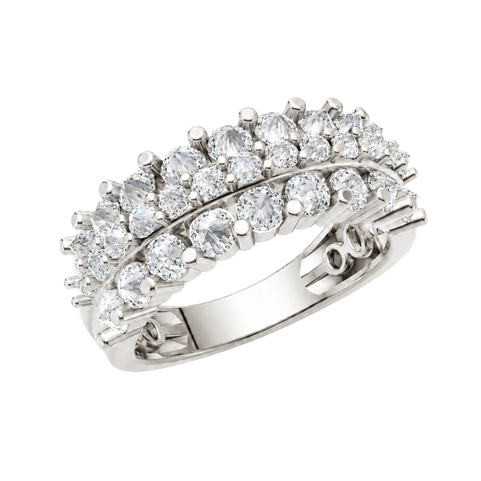 Diamonair Lab Grown Diamond (F/VS+) 2.00 carat Round cut Sterling Silver Band Ring