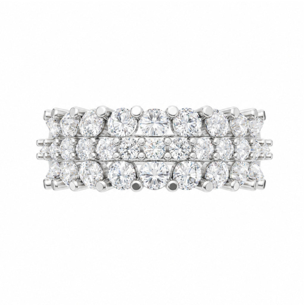 Diamonair Lab Grown Diamond (F/VS+) 2.00 carat Round cut Sterling Silver Band Ring