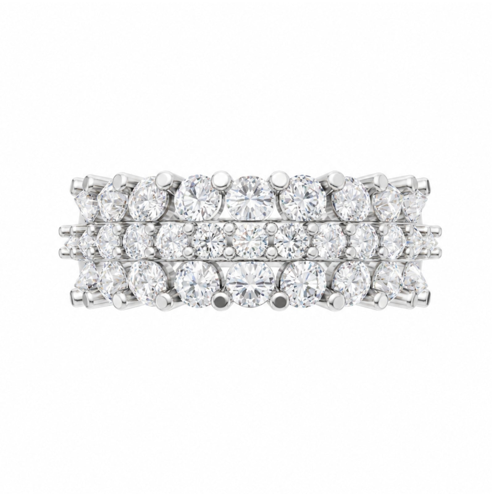 Diamonair Lab Grown Diamond (F/VS+) 2.00 carat Round cut Sterling Silver Band Ring