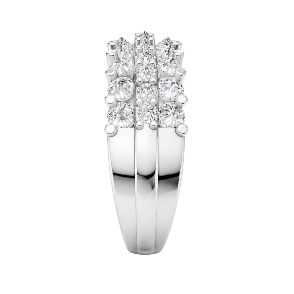 Diamonair Lab Grown Diamond (F/VS+) 2.00 carat Round cut Sterling Silver Band Ring