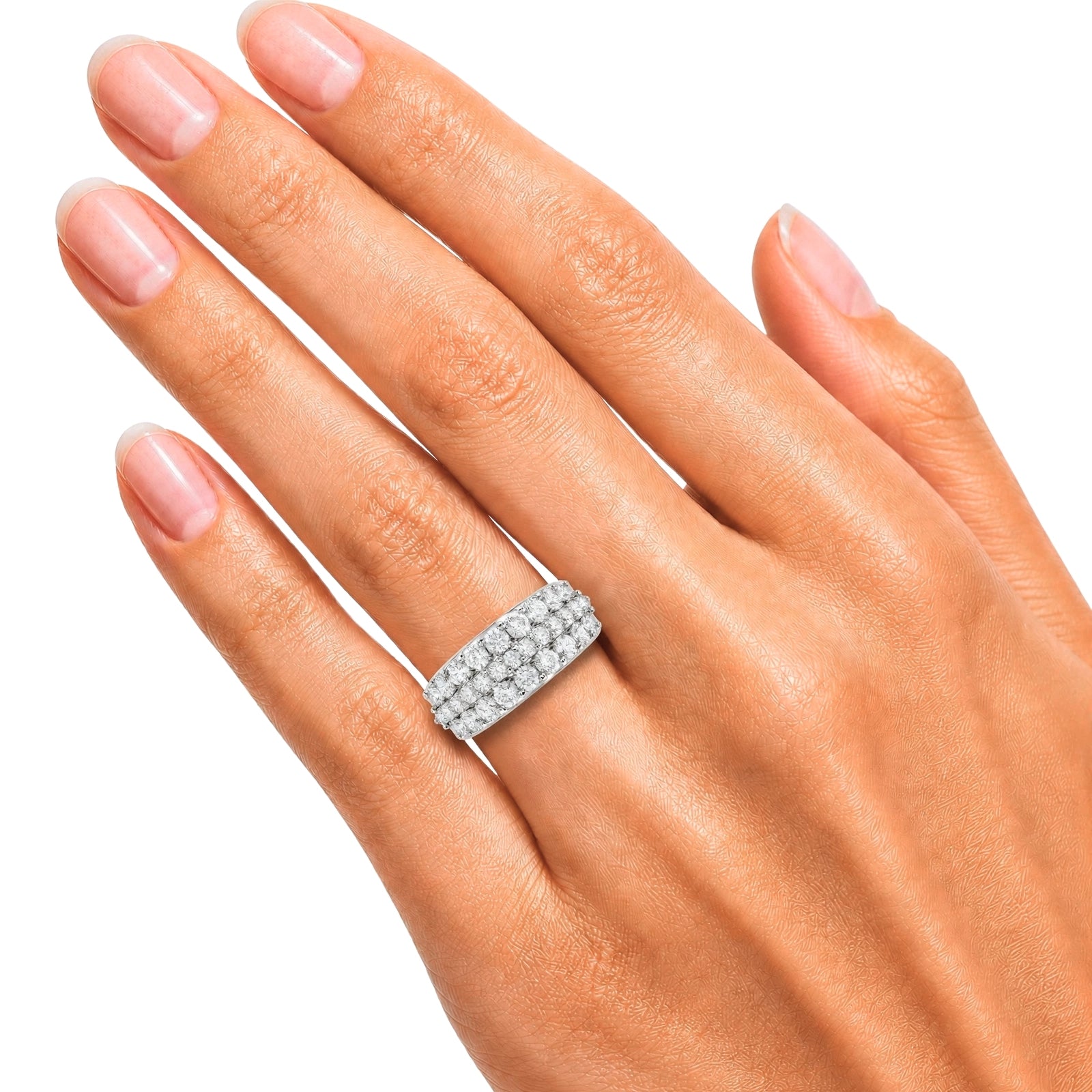 Diamonair Lab Grown Diamond (F/VS+) 2.00 carat Round cut Sterling Silver Band Ring