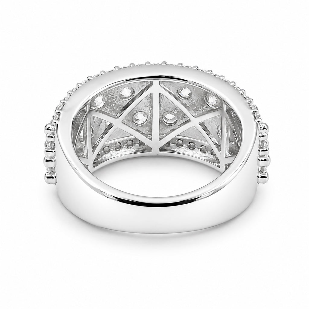 Diamonair Lab Grown Diamond (F/VS+) 3.00 carat Round cut Sterling Silver Band Ring - Sterling Silver