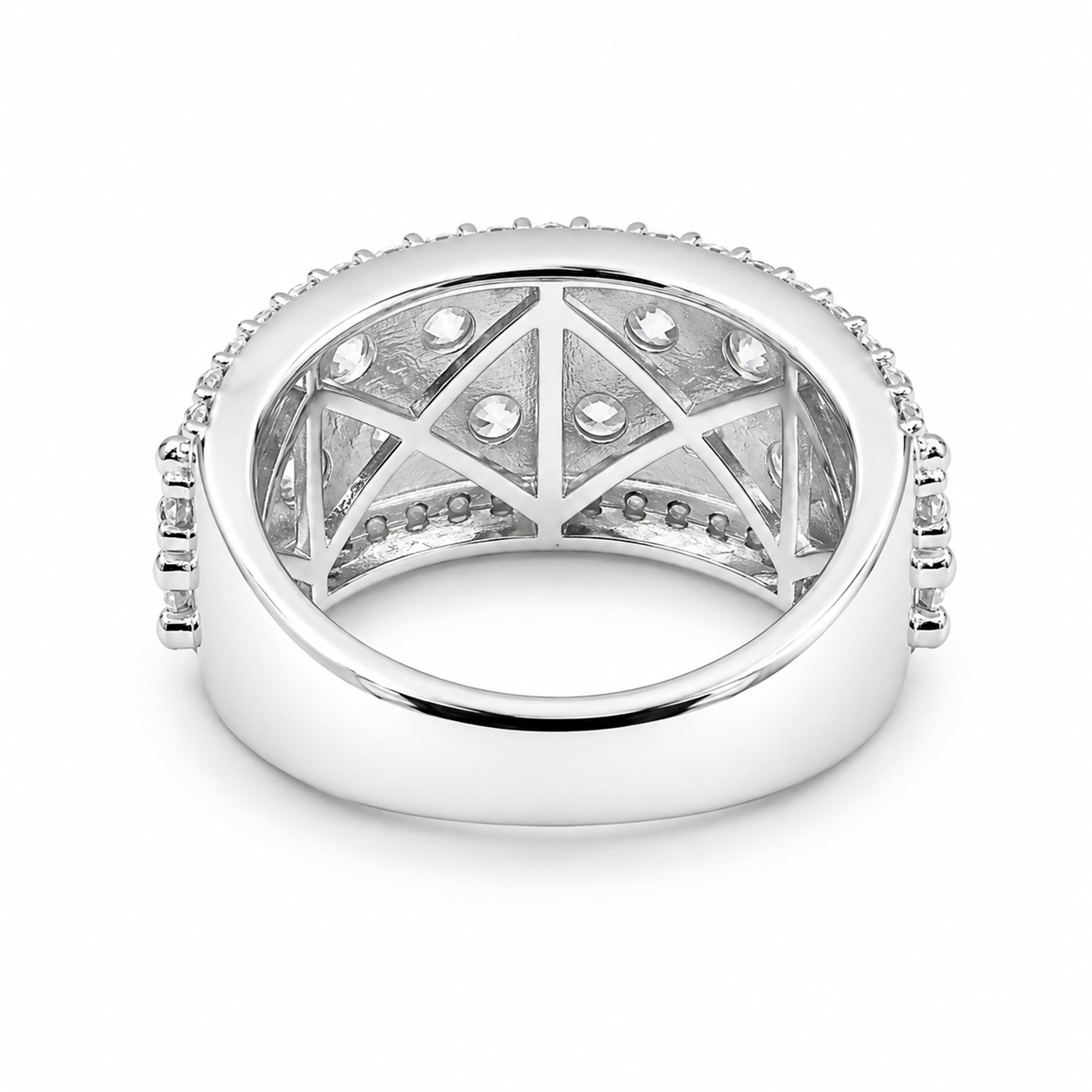 Diamonair Lab Grown Diamond (F/VS+) 3.00 carat Round cut Sterling Silver Band Ring - Sterling Silver