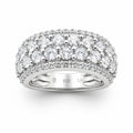 Diamonair Lab Grown Diamond (F/VS+) 3.00 carat Round cut Sterling Silver Band Ring - Sterling Silver