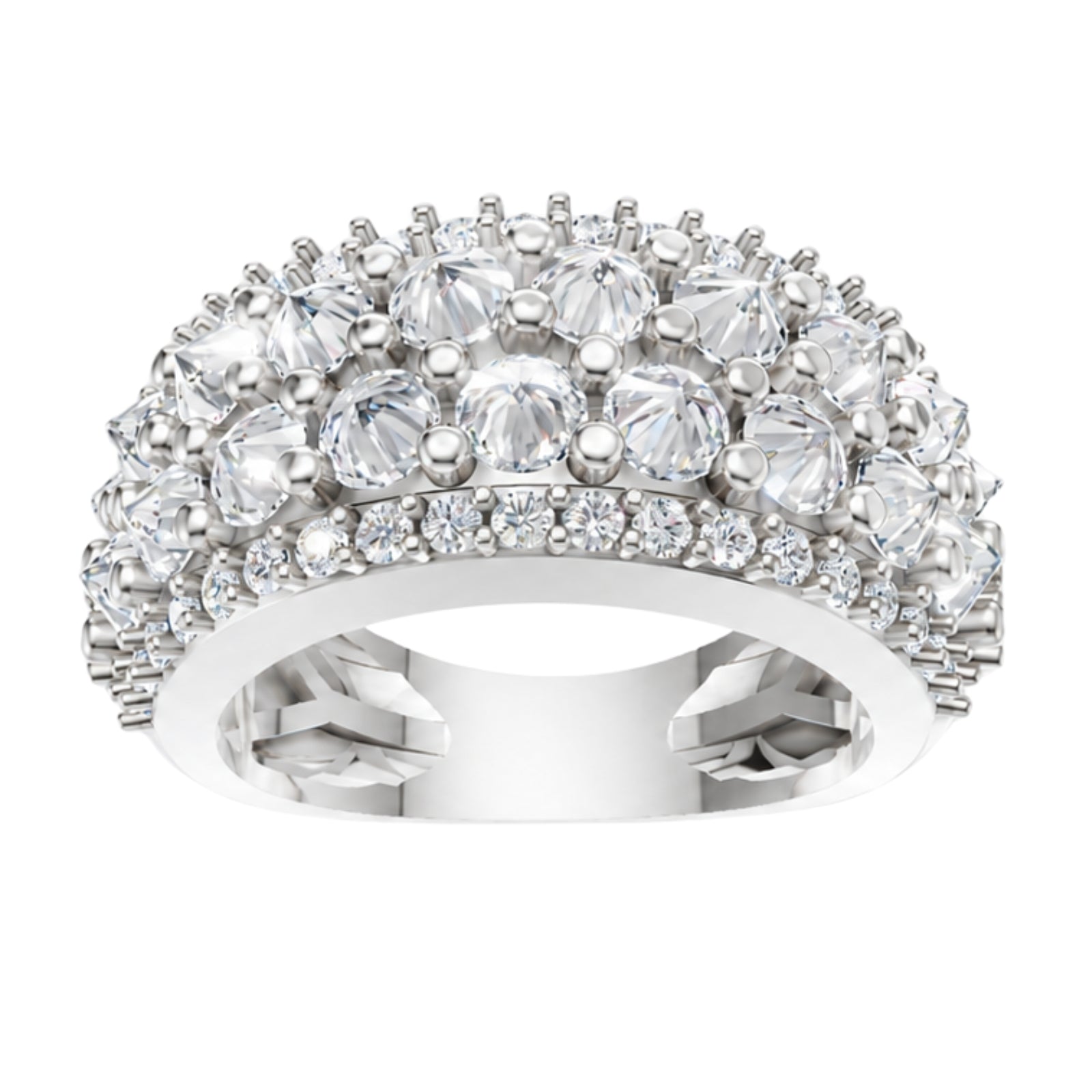 Diamonair Lab Grown Diamond (F/VS+) 3.00 carat Round cut Sterling Silver Band Ring