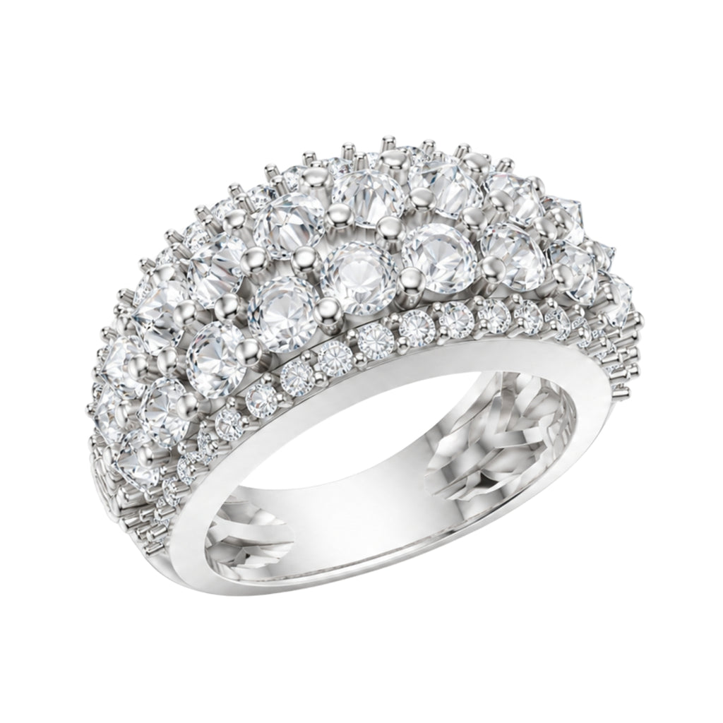 Diamonair Lab Grown Diamond (F/VS+) 3.00 carat Round cut Sterling Silver Band Ring
