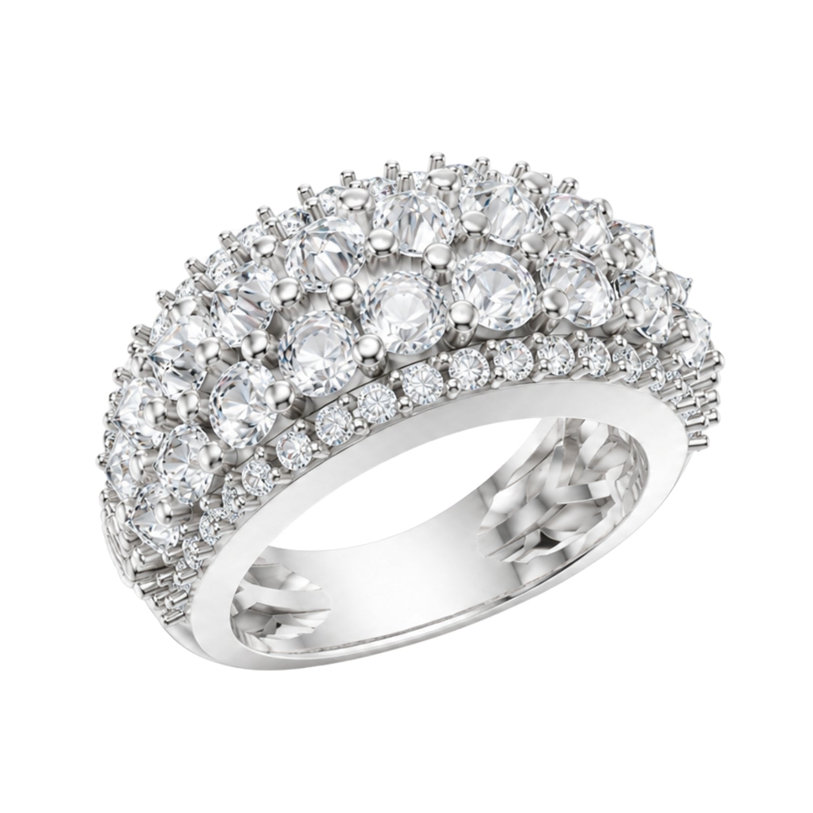 Diamonair Lab Grown Diamond (F/VS+) 3.00 carat Round cut Sterling Silver Band Ring