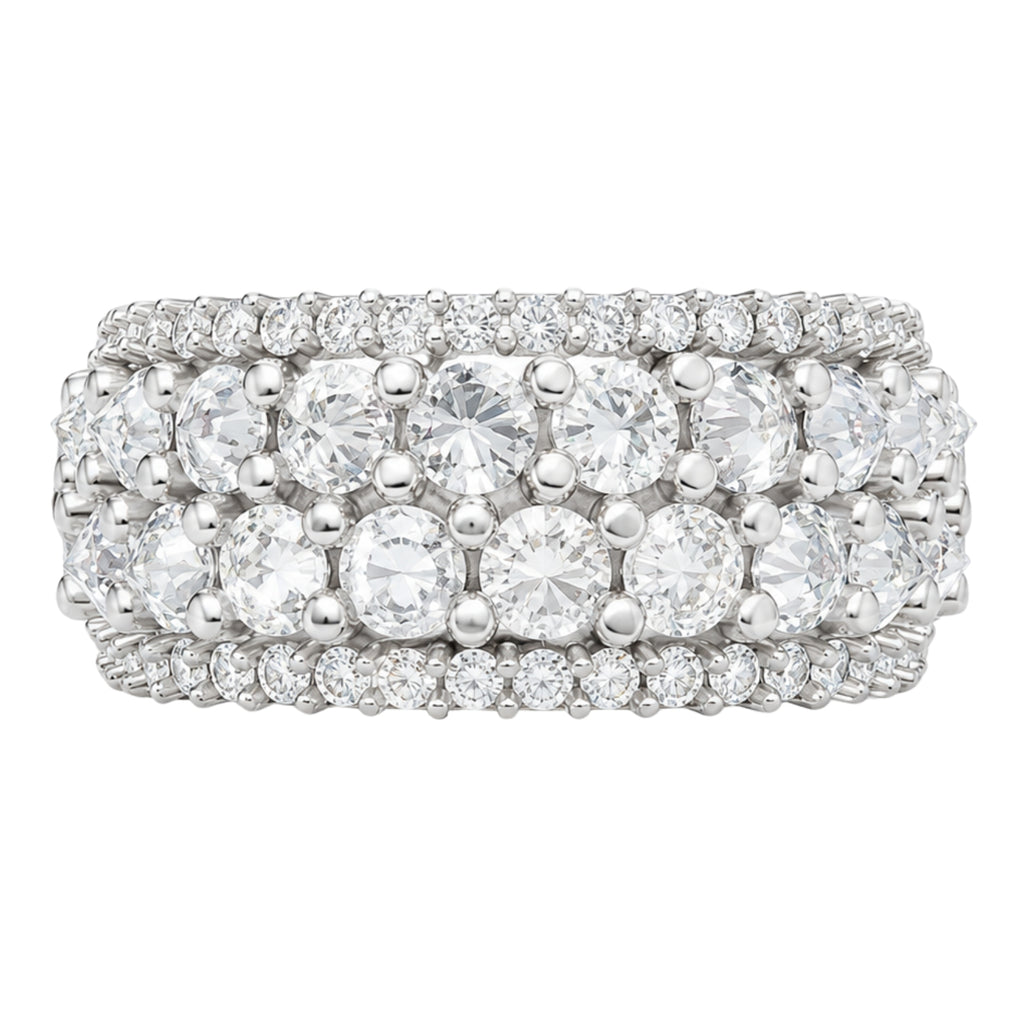 Diamonair Lab Grown Diamond (F/VS+) 3.00 carat Round cut Sterling Silver Band Ring