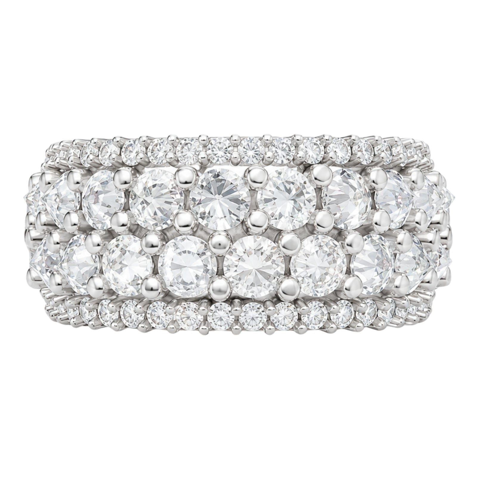 Diamonair Lab Grown Diamond (F/VS+) 3.00 carat Round cut Sterling Silver Band Ring