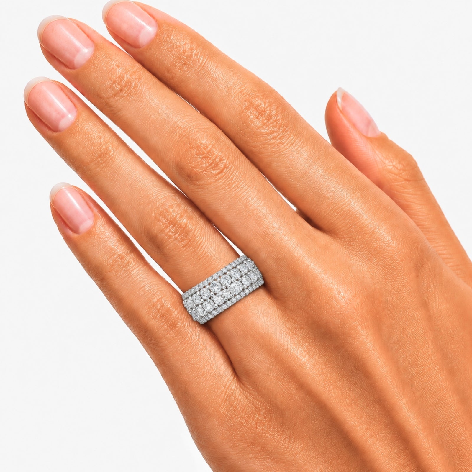 Diamonair Lab Grown Diamond (F/VS+) 3.00 carat Round cut Sterling Silver Band Ring