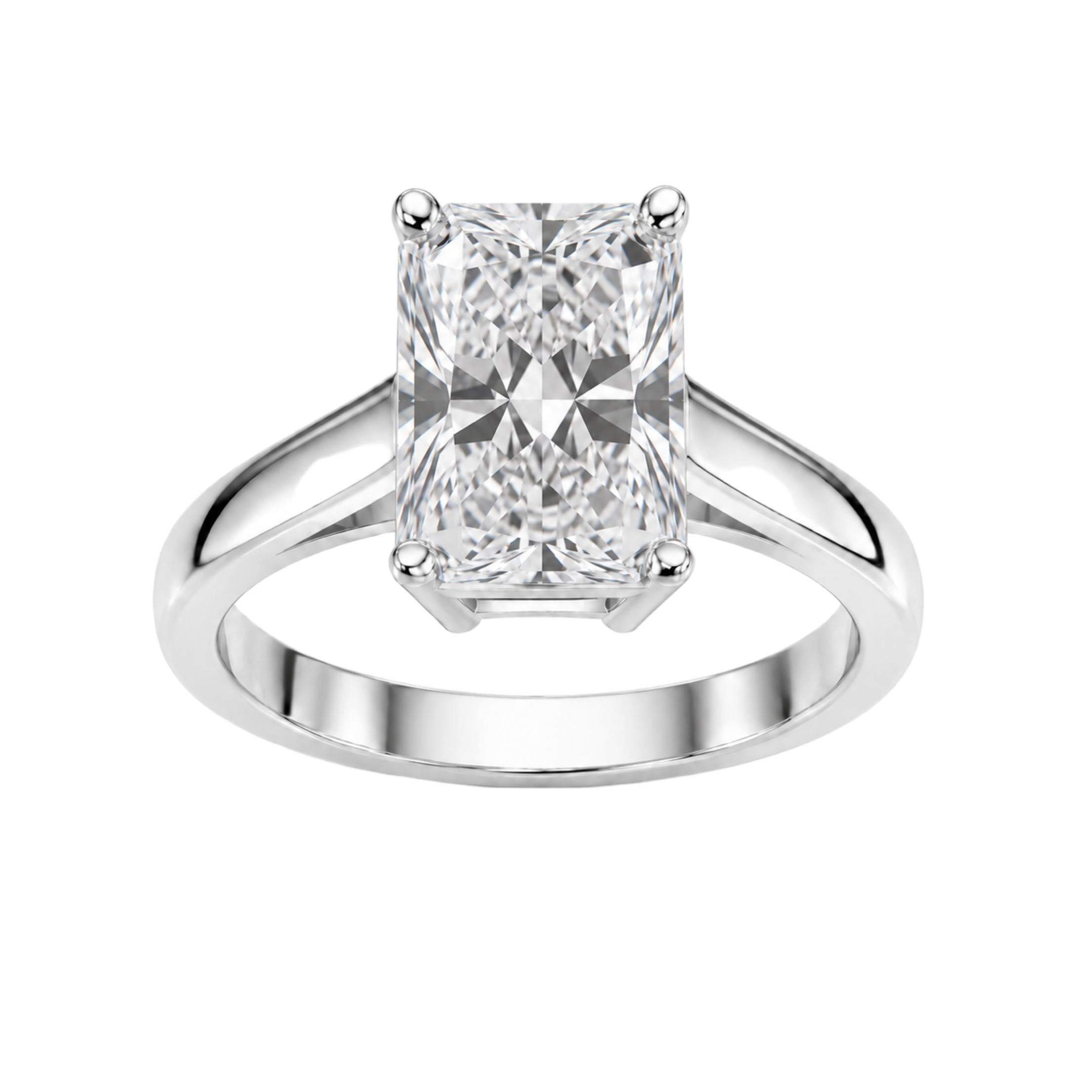 1.00-6.00 Carat T.W. Radiant-cut Lab Grown Diamond (F/VS) 14K Gold Solitaire Ring
