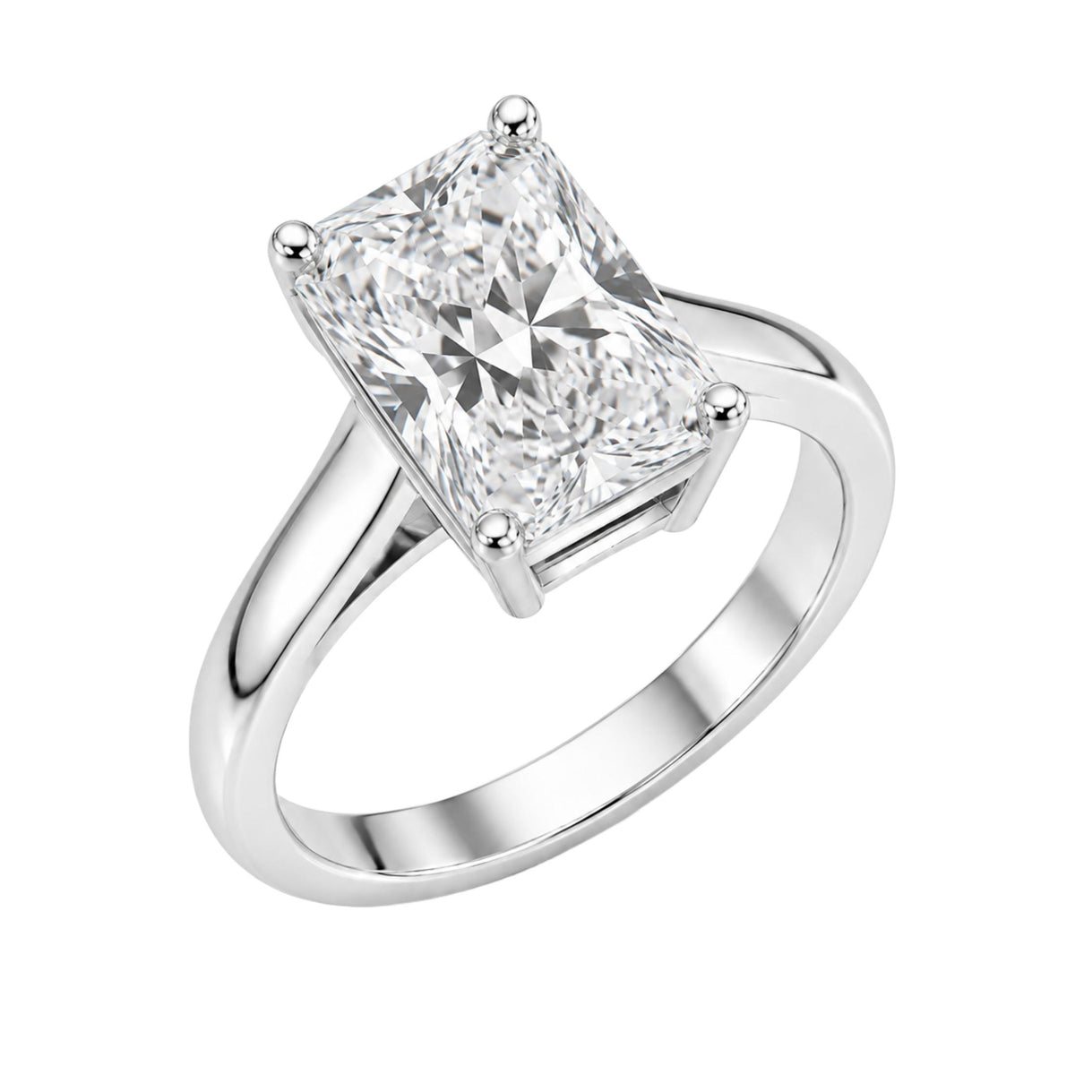 1.00-6.00 Carat T.W. Radiant-cut Lab Grown Diamond (F/VS) 14K Gold Solitaire Ring