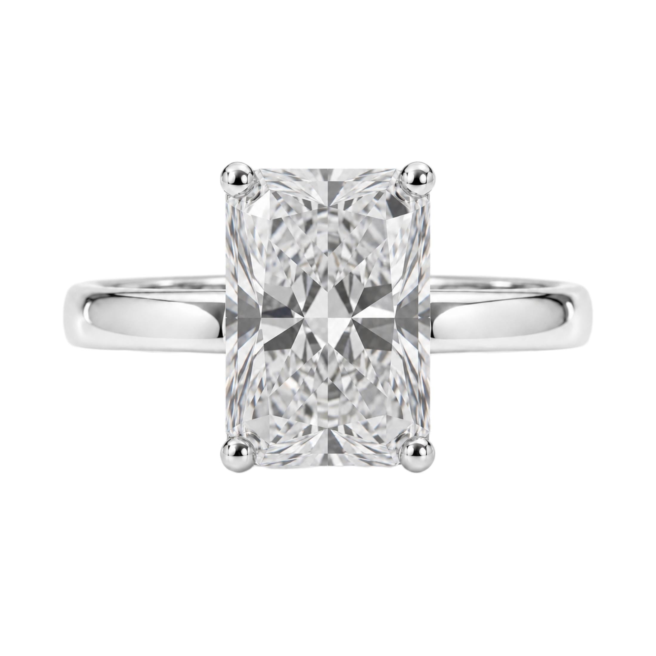 1.00-6.00 Carat T.W. Radiant-cut Lab Grown Diamond (F/VS) 14K Gold Solitaire Ring